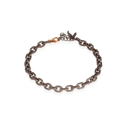 Bracciale catena in Titanio e Oro rosso 9kt [86c55b4e]