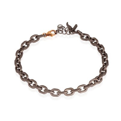 Bracciale catena in Titanio e Oro rosso 9kt [86c55b4e]
