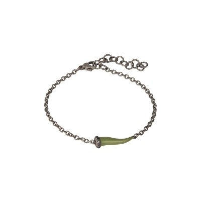 Bracciale titanio charms cornetto verde militare [36bce01b]