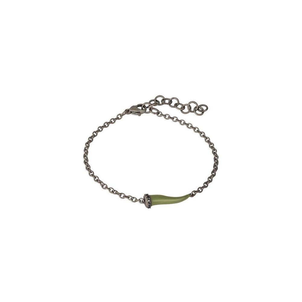 Bracciale titanio charms cornetto verde militare [36bce01b]