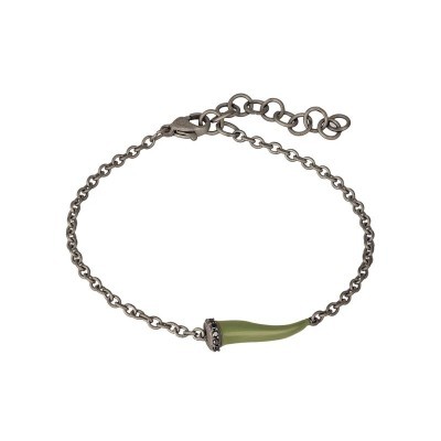 Bracciale titanio charms cornetto verde militare [36bce01b]
