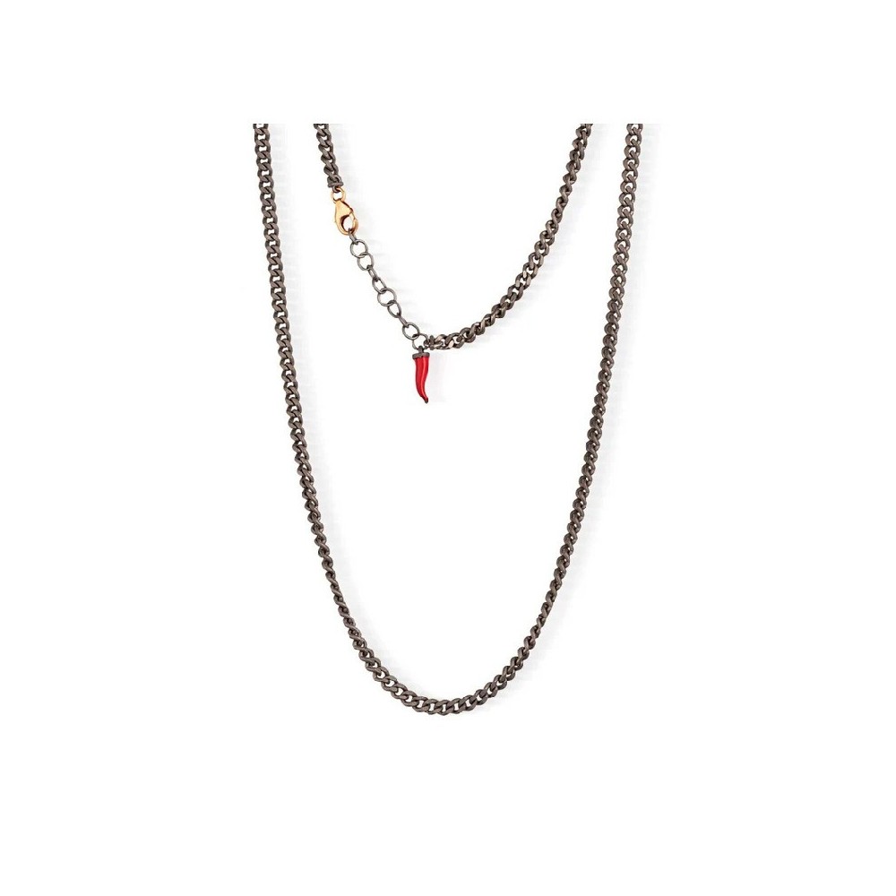 Collana Groumette Titanio Oro rosso 9kt e Cornetto [be805221]
