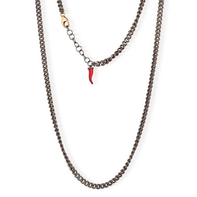 Collana Groumette Titanio Oro rosso 9kt e Cornetto [be805221]