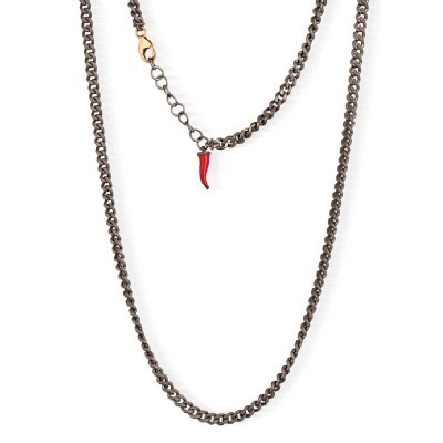 Collana Groumette Titanio Oro rosso 9kt e Cornetto [be805221]