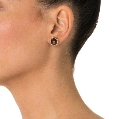 Orecchini Reginetta Ottone Miele Quarzo fumè [a05aa09f]