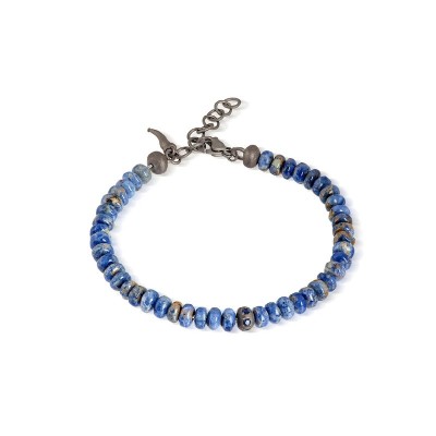 Bracciale Sfere Titanio Sodalite e Zaffiri blu [e3a98d3d]