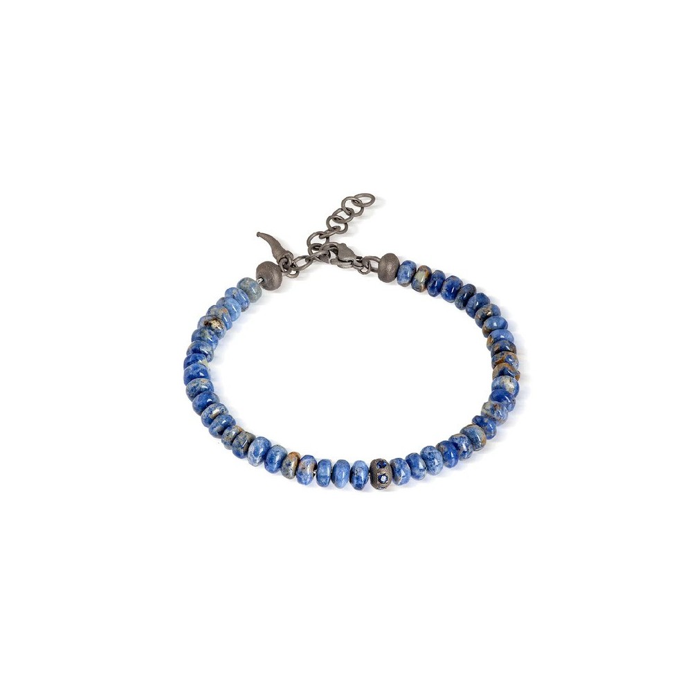 Bracciale Sfere Titanio Sodalite e Zaffiri blu [e3a98d3d]