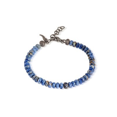 Bracciale Sfere Titanio Sodalite e Zaffiri blu [e3a98d3d]