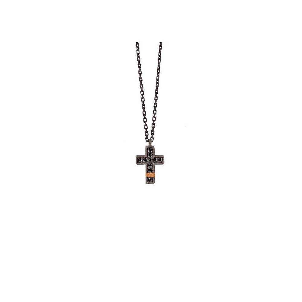 Collana Croce piccola Titanio Oro rosso 18kt [0e00ffde]