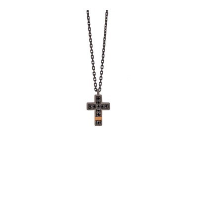 Collana Croce piccola Titanio Oro rosso 18kt [0e00ffde]