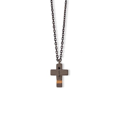 Collana Croce piccola Titanio Oro rosso 18kt [d726bcd3]