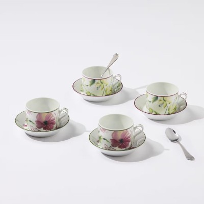 Set 2 Tazze Tè con piattino Malva Fondo Bianco [9a09f1c6]