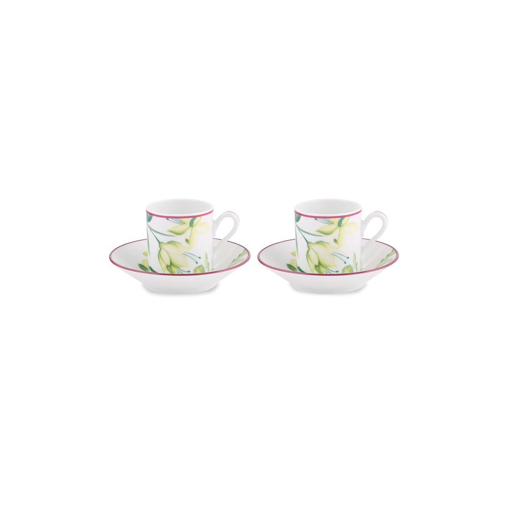 Set 2 Tazze Caffè con piattino Acanto Fondo Bianco [225dc5d9]