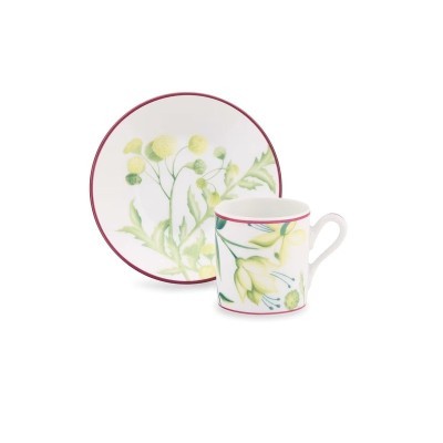 Set 2 Tazze Caffè con piattino Acanto Fondo Bianco [4c6647d0]