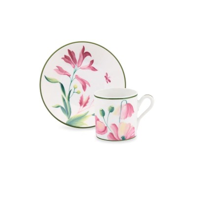 Set 2 Tazze Caffè con piattino Malva Fondo Bianco [862820ee]