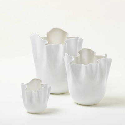 Vaso Fazzoletto Opalino Snow H. 24 cm [3010cda4]