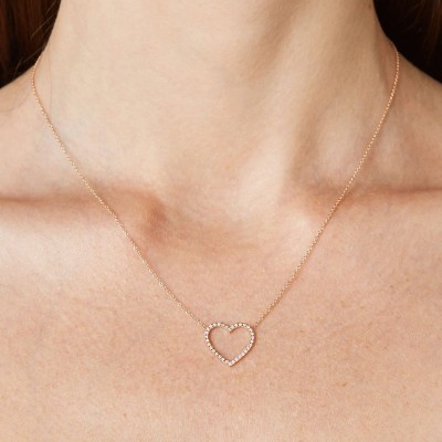 Collana cuore con diamanti in oro 18kt [c43a7b0e]