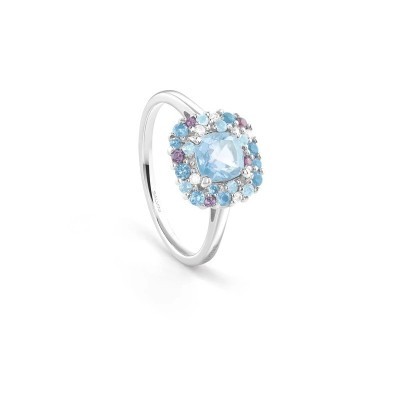 Anello Bonbon oro bianco con topazio e diamanti [ab6e5671]