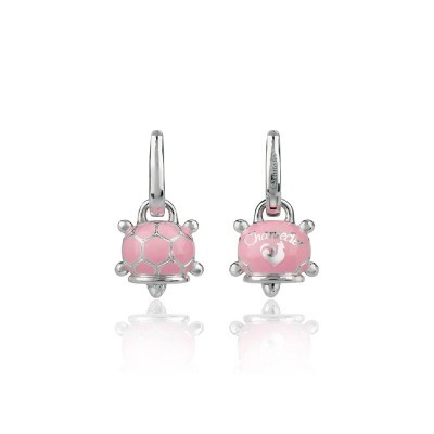 Orecchini tartaruga argento e smalto rosa [609c54fa]