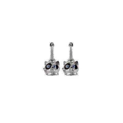 Orecchini Gatto in Argento e Smalto Nero [793fa581]