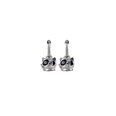 Orecchini Gatto in Argento e Smalto Nero [793fa581]