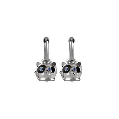 Orecchini Gatto in Argento e Smalto Nero [793fa581]