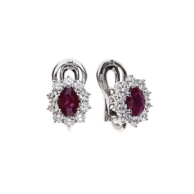 Orecchini Damiani Gemme oro bianco diamanti rubini [011e3155]