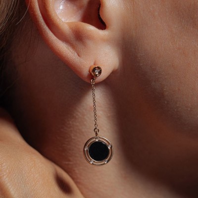 Orecchini Damiani D.Side oro rosa diamanti e onice [f33b1b9b]