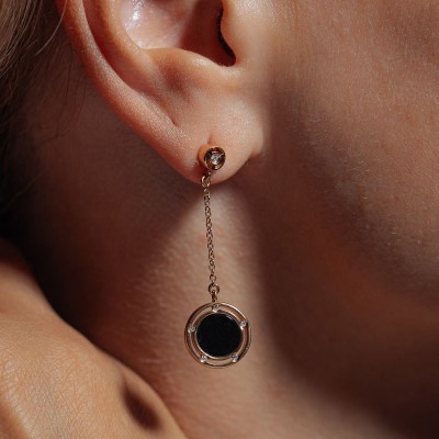Orecchini Damiani D.Side oro rosa diamanti e onice [f33b1b9b]